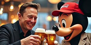Elon Musk et Mickey Mouse trinquent