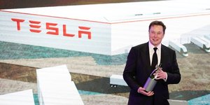 Elon Musk, patron de Tesla, lors de la cérémonie d'ouverture du programme Model Y de Tesla en Chine à Shanghai.