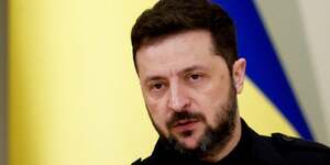 Le president ukrainien volodimir zelensky lors d& 39 une conference