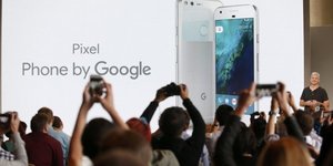 Rick osterloh, svp hardware at google, introduces the pixel phone by google during the presentation of new google hardware in san francisco