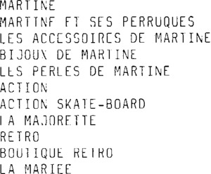 MARTINE MARTINE PERRUQUE ACCESSOIRES MARTINE BIJOUX MARTINE PERLES MARTINE ACTION ACTION SKATE-BOARD MAJORETTE RETRO_logo