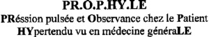 PR.O.P.HY.LE PRESSI0N PULSEE ET OBSERVANCE CHEZ LE PATIENT HYPERTENDU VU EN MEDECINE GENERALE_logo