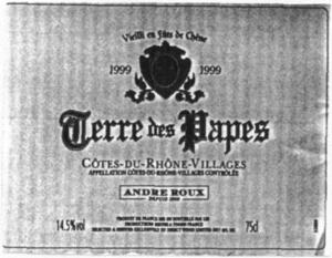TERRE DES PAPES ANDRE ROUX DEPUIS 1956_logo