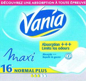 VANIA MAXI 16 NORMAL PLUS DECOUVREZ UNE ABSORPTION À TOUTE EPREUVE ABSORPTION +++ LIMITE LES ODEURS_logo