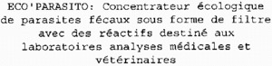 ECO'PARASITO : Concentrateur écologique de parasites fécaux sous forme de filtre avec des réactifs destiné aux laboratoires analyses médicales et vétérinaires_logo