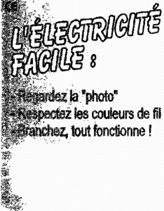 CE L'ELECTRICITE FACILE : REGARDEZ LA "PHOTO" RESPECTEZ LES COULEURS DE FIL BRANCHEZ, TOUT FONCTIONNE !_logo